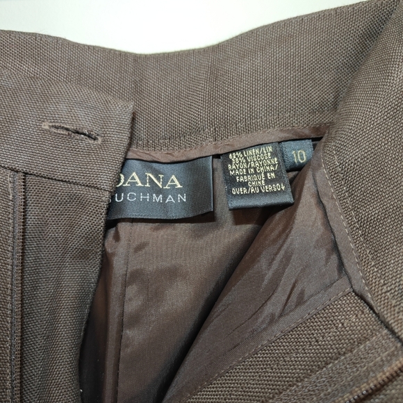 Dana Buchman Brown Women's Pleated Linen Trousers Pants Size 10 Travelers Crease - Picture 5 of 5